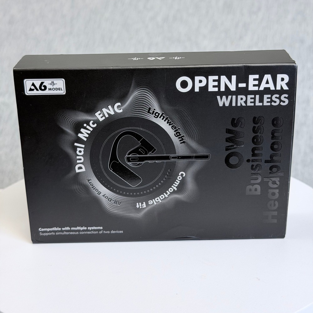 Bravego A6 Open-Ear Wireless Bluetooth Headset V6.0 Noise Canceling Trucker Mic